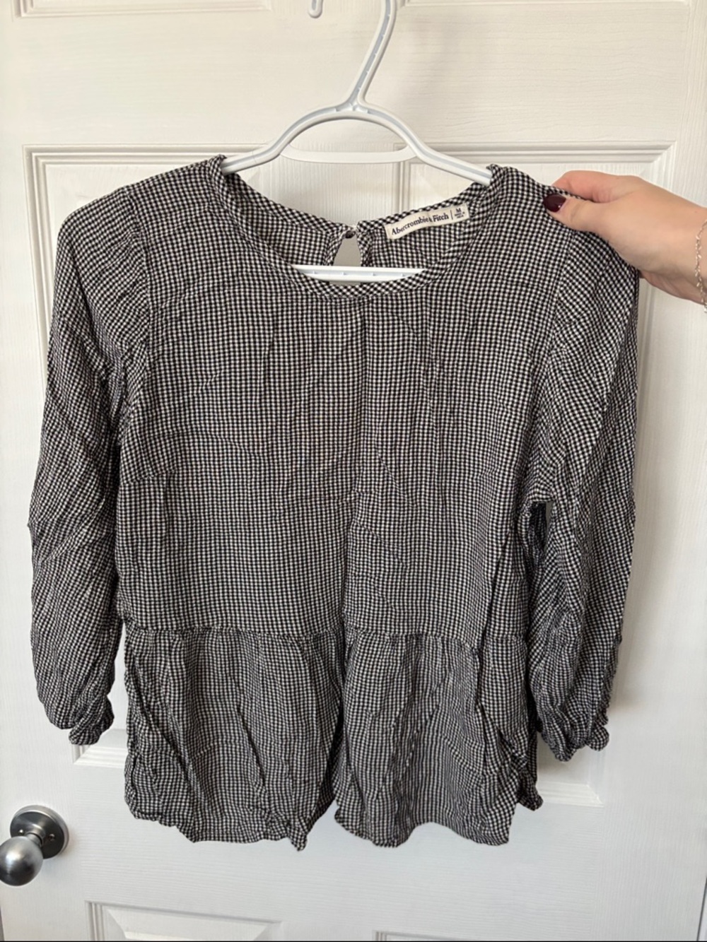 Abercrombie & Fitch Black and White Gingham Peplum Blouse